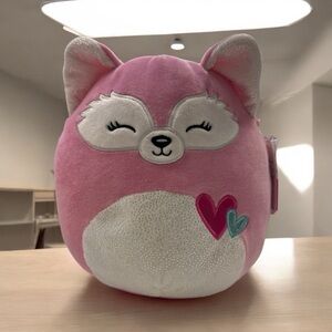 Squishmallows Flora the Fox Pink 2021 Valentines Day Kellytoy Plush 8"inch New!